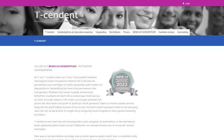 Screenshot di t-cendent.nl