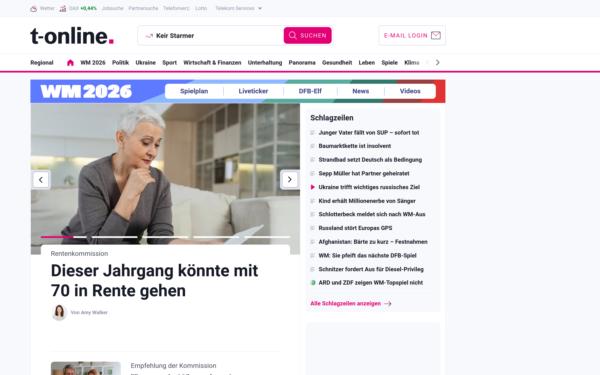 Screenshot of t-online.de