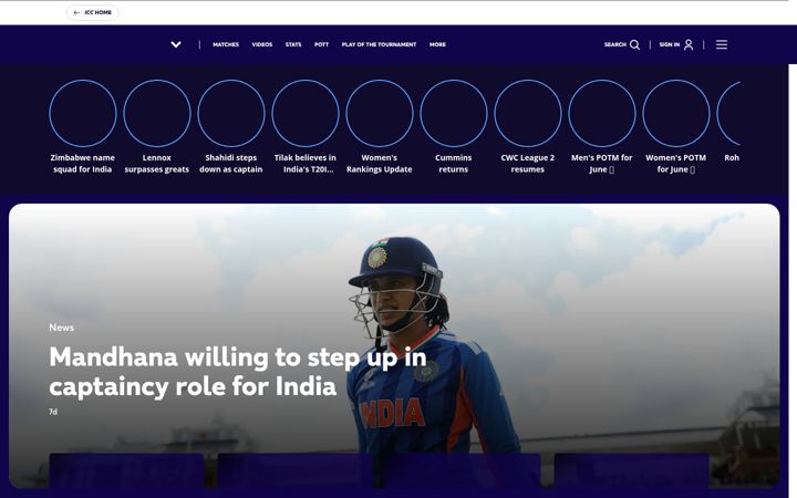 Zrzut ekranu t20worldcup.com