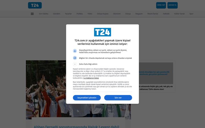 Skærmbillede af t24.com.tr