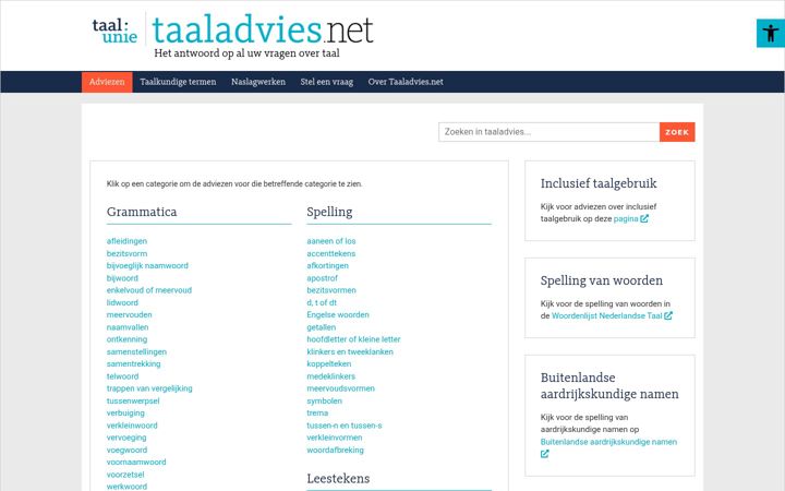 Screenshot of taaladvies.net