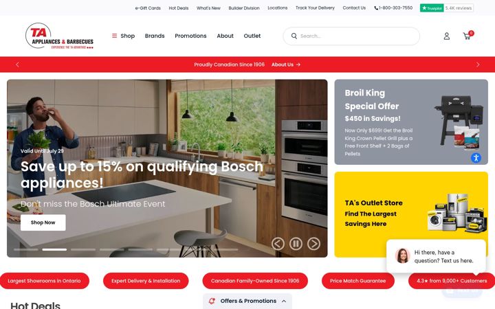 Screenshot von taappliance.com