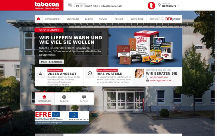 Screenshot of tabacon-ronneburg.de