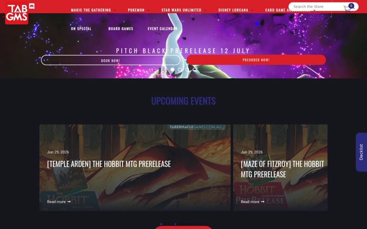 Screenshot of tabernaclegames.com.au