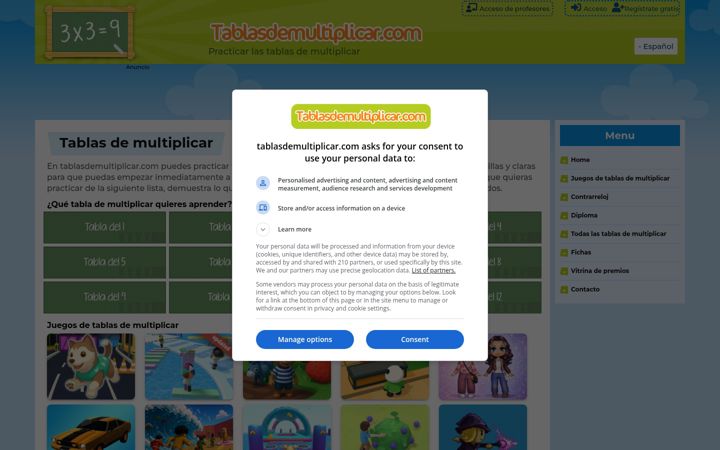 Screenshot of tablasdemultiplicar.com