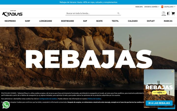 Screenshot of tablassurfshop.com