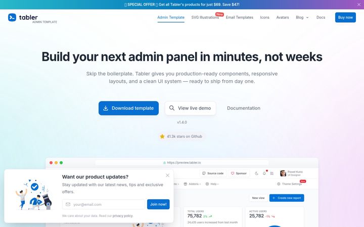Screenshot of tabler.io