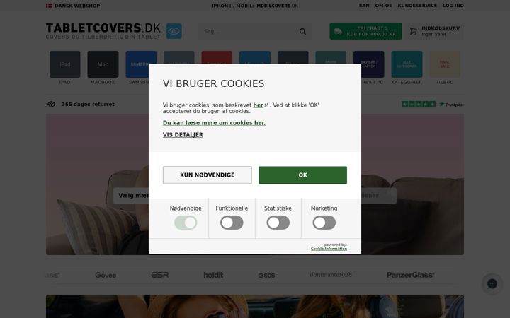 Screenshot of tabletcovers.dk