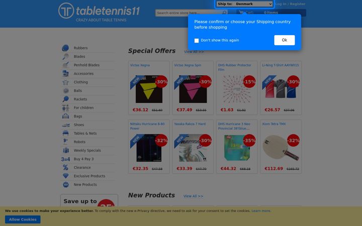 Screenshot of tabletennis11.com