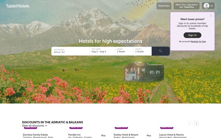 Posnetek zaslona tablethotels.com