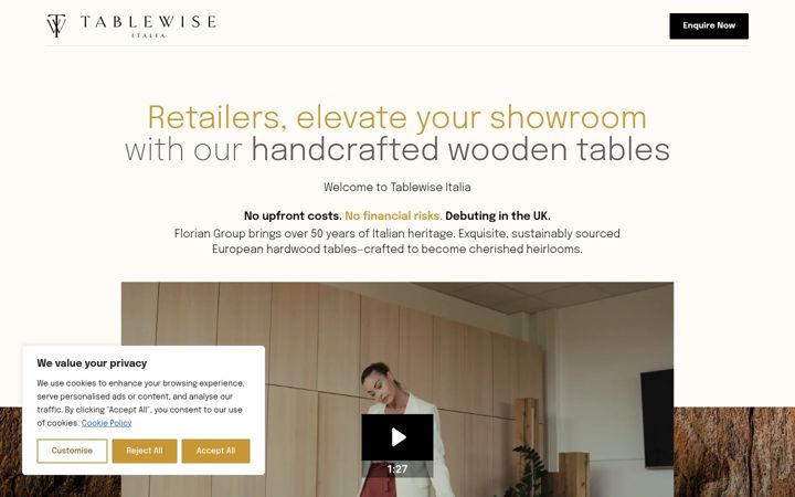 Screenshot of tablewiseitalia.com