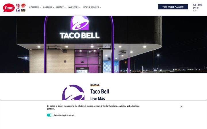 Kuvakaappaus sivustosta tacobell.com