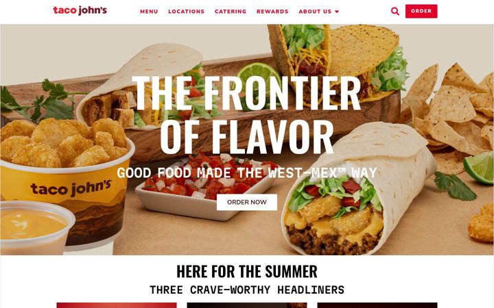 Screenshot of tacojohns.com