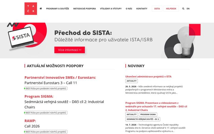 Screenshot of tacr.gov.cz