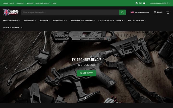 Kuvakaappaus sivustosta tacticalarchery.co.uk