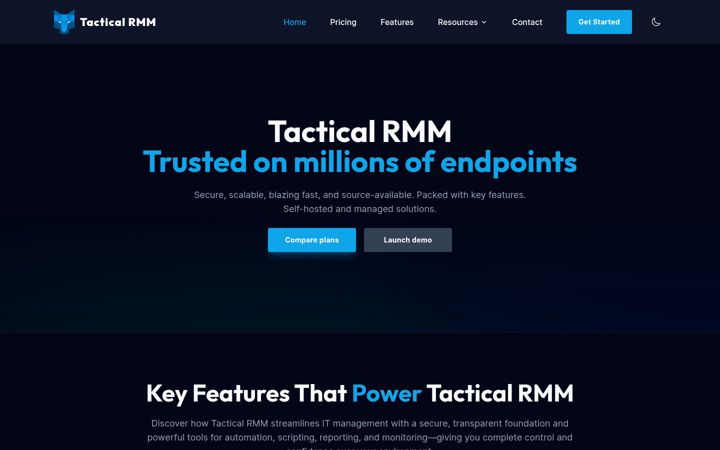 Screenshot of tacticalrmm.com