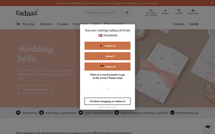 Screenshot of tadaaz.nl