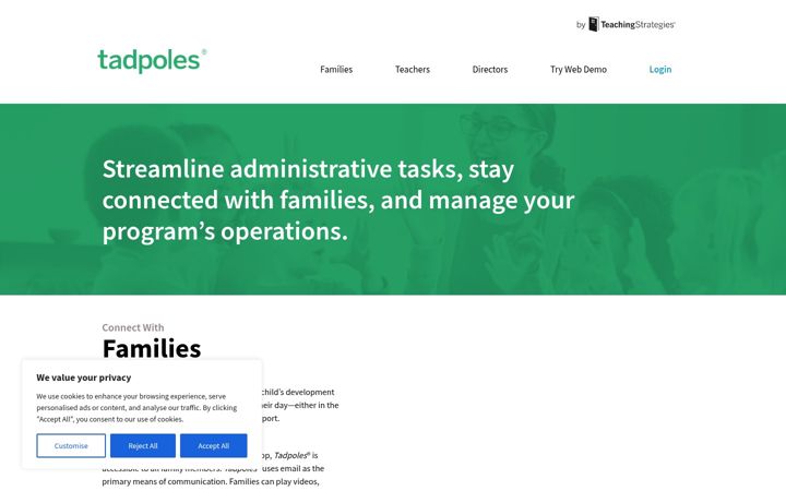 Screenshot of tadpoles.com