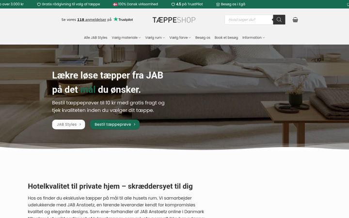 Capture d'écran de taeppeshop.dk