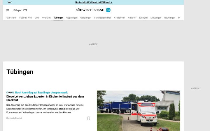 Screenshot of tagblatt.de