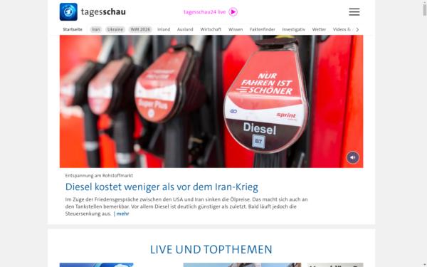 Screenshot of tagesschau.de