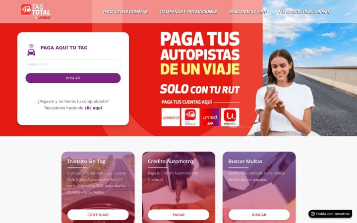Captură de ecran a tagtotal.cl