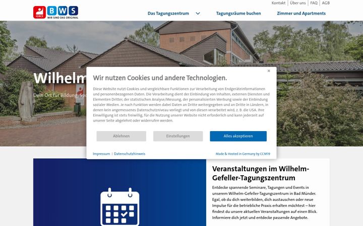 Snímek obrazovky tagungszentrum-bad-muender.de