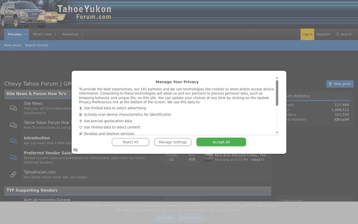Screenshot of tahoeyukonforum.com