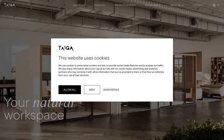 Screenshot of taigaconcept.fi