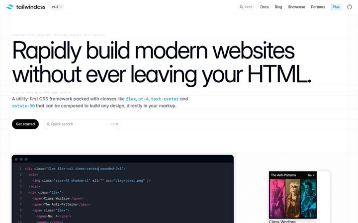 Screenshot di tailwindcss.com