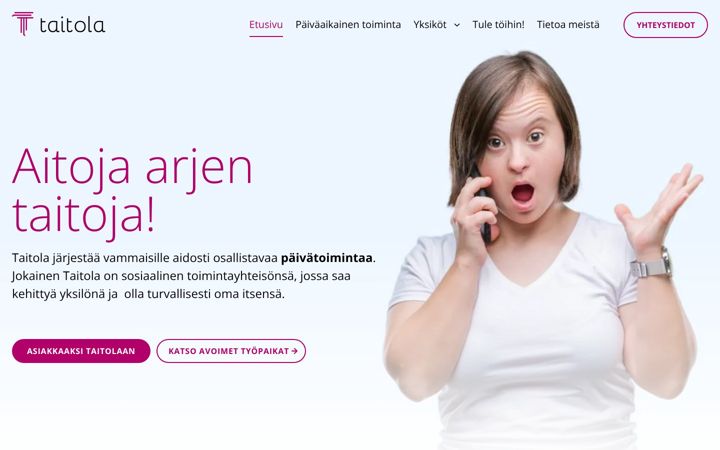 Screenshot stránky taitola.fi