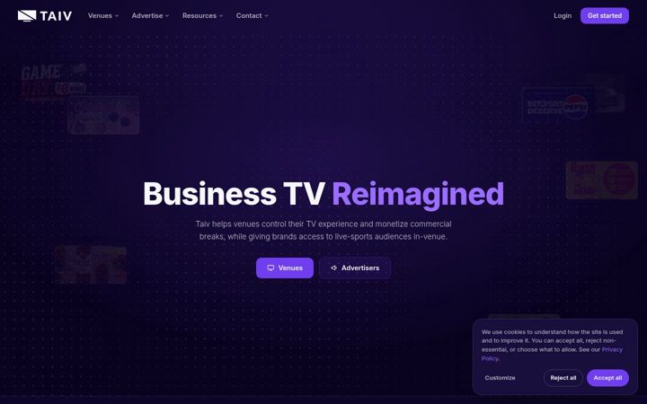Snímek obrazovky taiv.tv