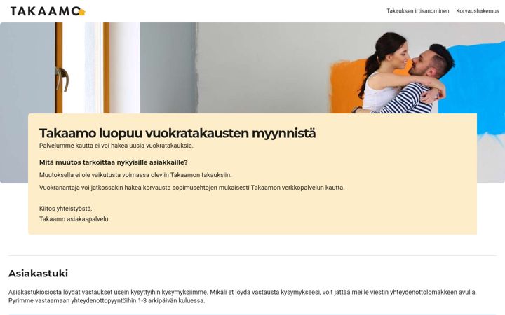 Screenshot of takaamo.fi