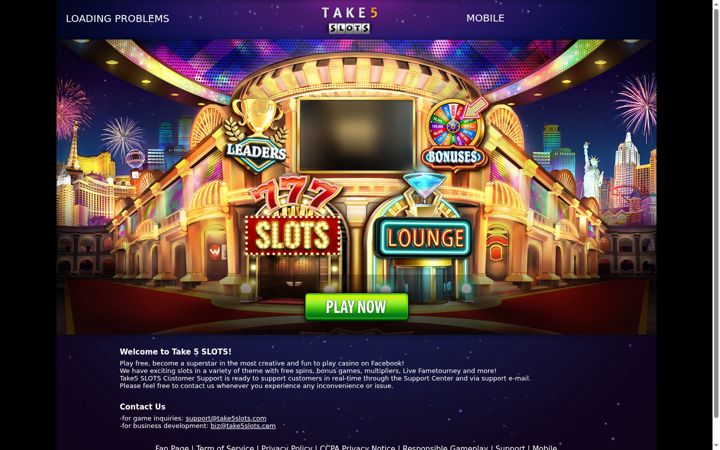 Screenshot of take5slots.com