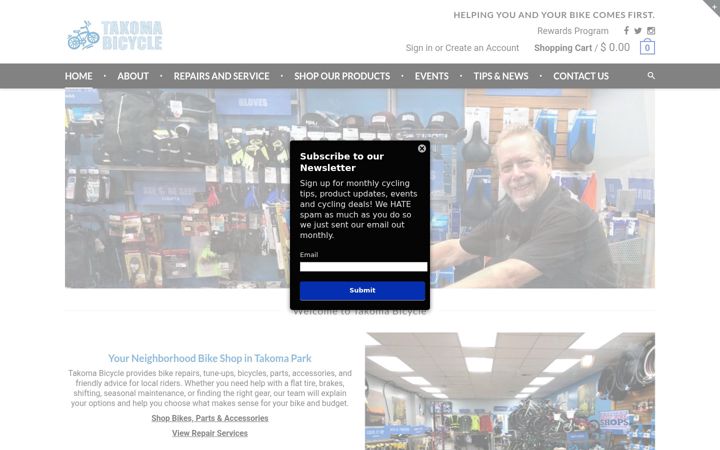 Screenshot of takomabicycle.com