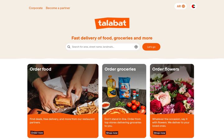 Skærmbillede af talabat.com