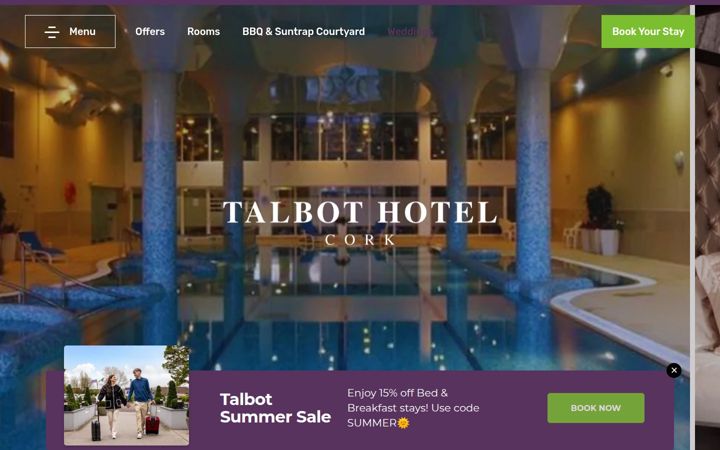 Screenshot of talbothotelcork.ie