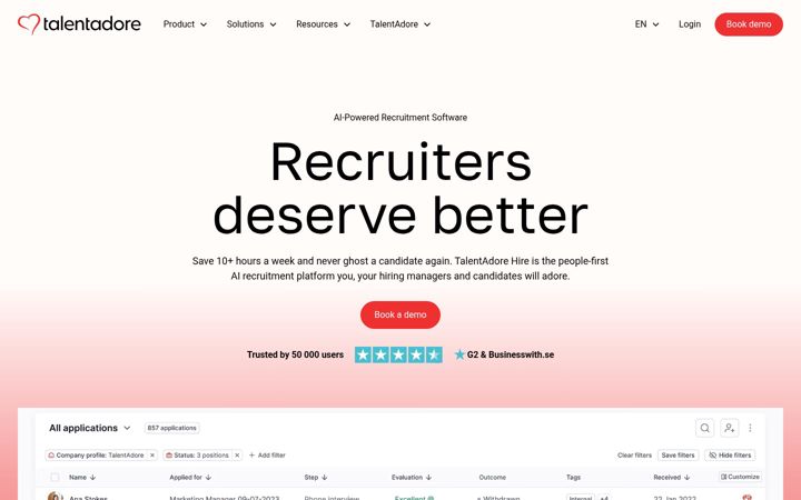 Snimka zaslona za talentadore.com