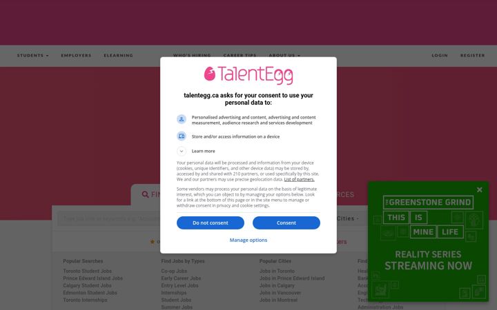 Screenshot of talentegg.ca