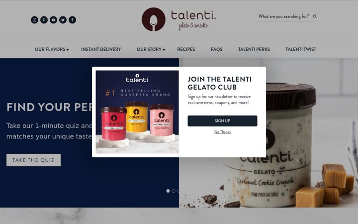 Screenshot of talentigelato.com