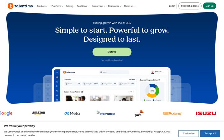 Screenshot ta' talentlms.com
