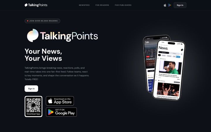 Screenshot of talkingpoints.live