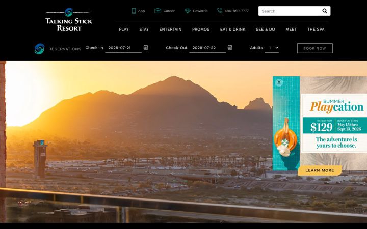Screenshot of talkingstickresort.com