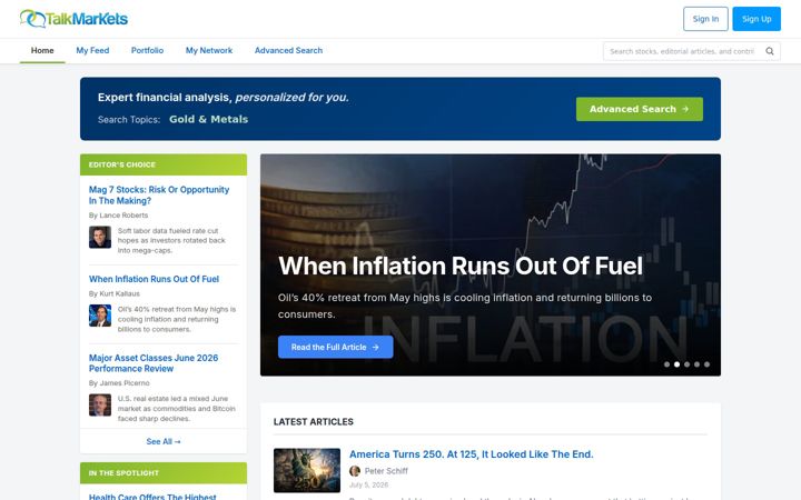 Screenshot of talkmarkets.com