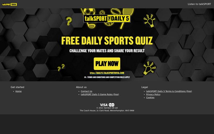 Screenshot of talksporttrivia.com