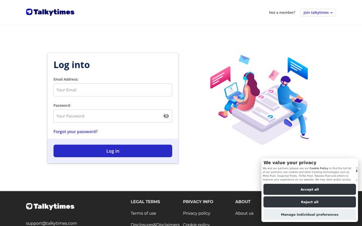 Screenshot of talkytimes.com