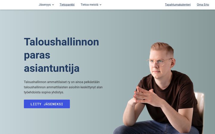 Screenshot of taloushallinnonammattilaiset.fi