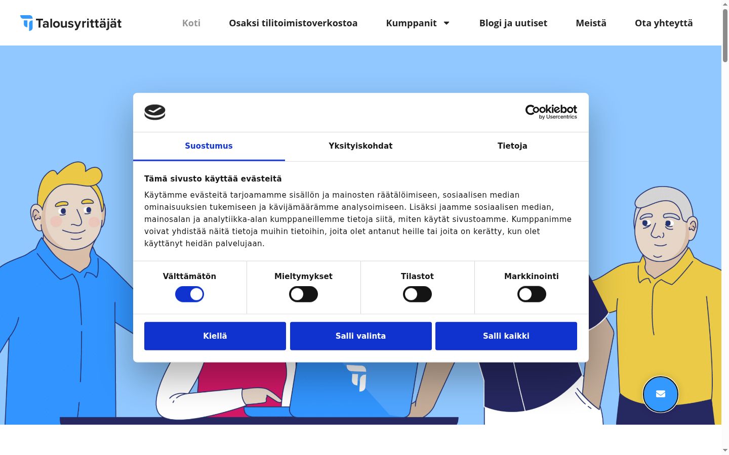 Screenshot van de toestemmingsbanner zoals getoond vóór enige interactie