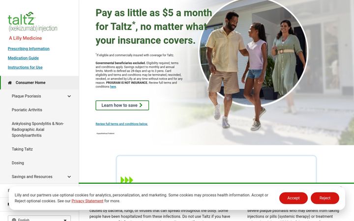 Screenshot of taltz.com