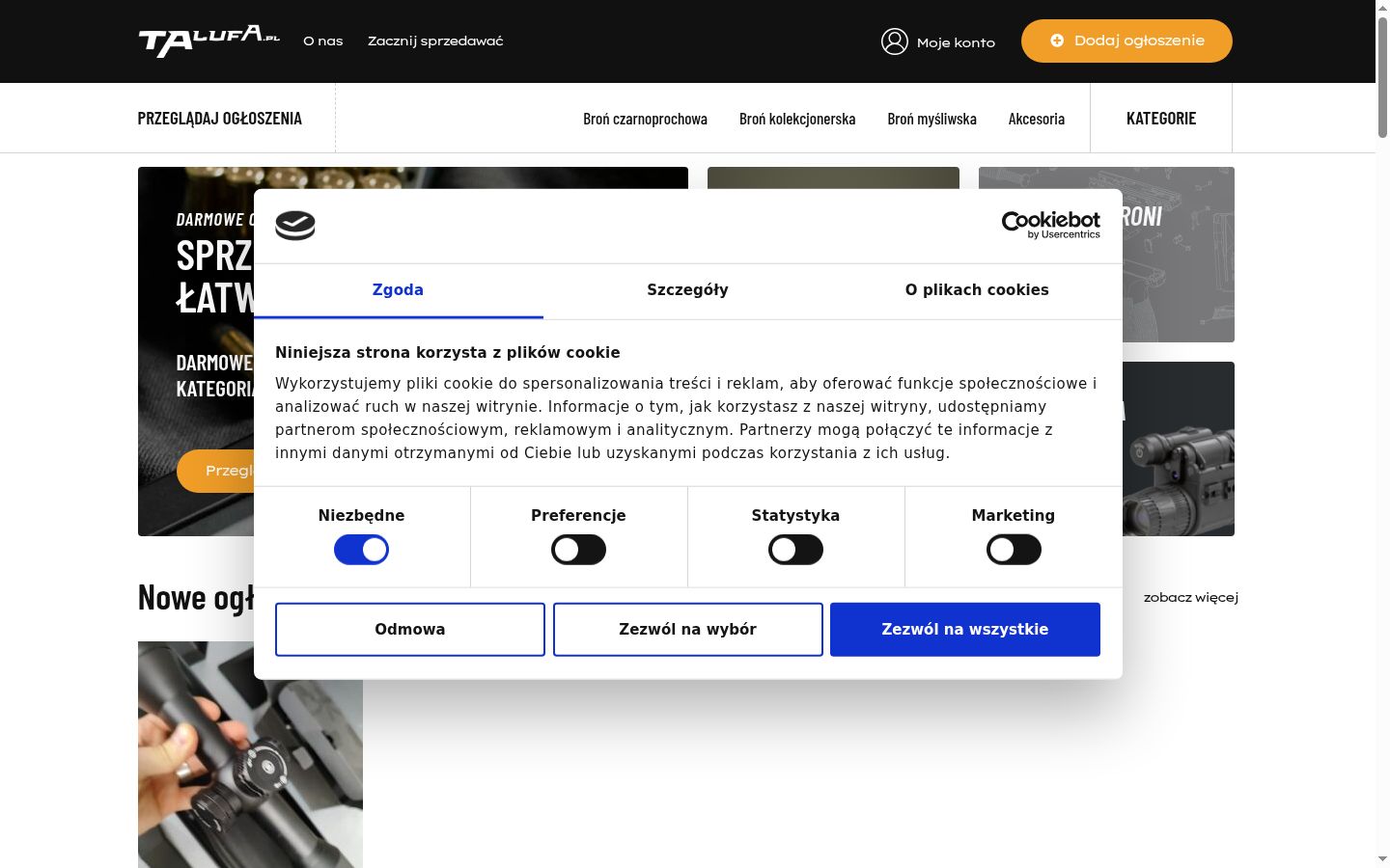 Screenshot tal-banner tal-kunsens muri qabel kwalunkwe interazzjoni